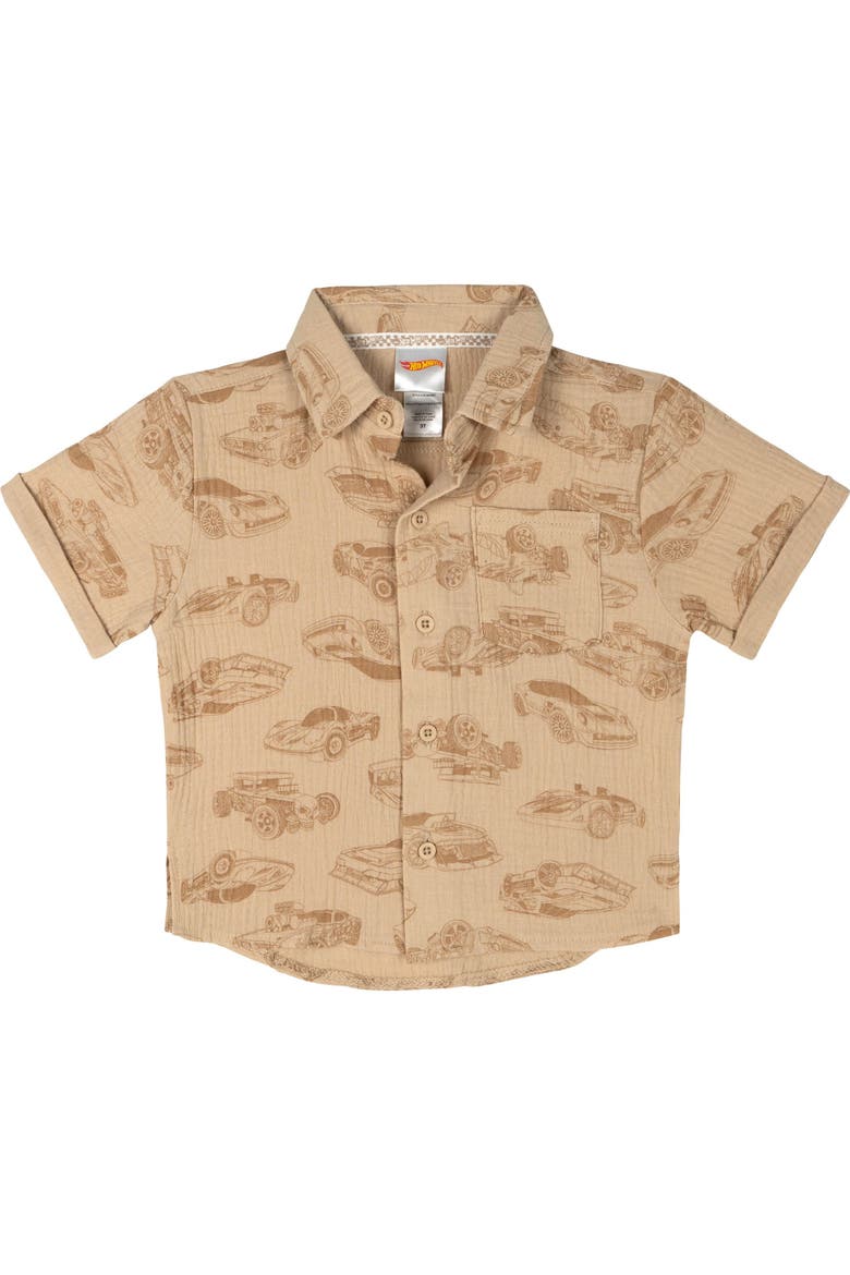 Racing Shirt Tee and Shorts Set, Alternate, color, Birch and Tan