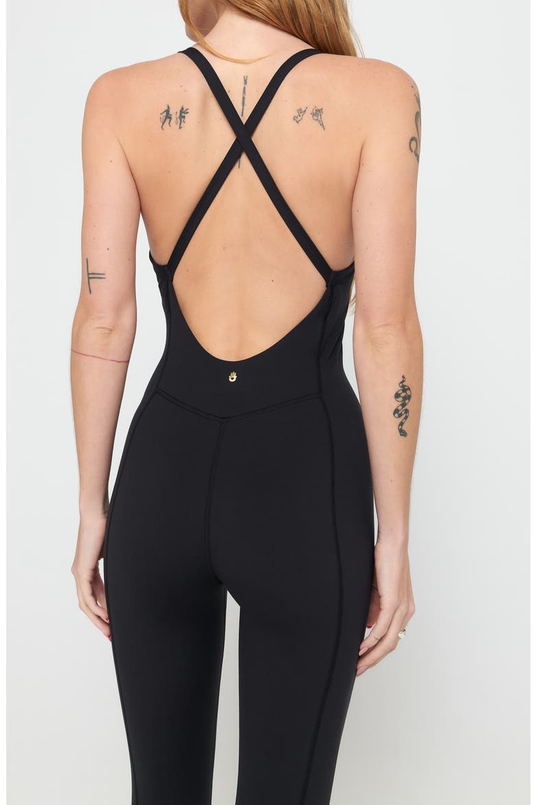 Margot Crossover Strap Bodysuit, Alternate, color, BLACK