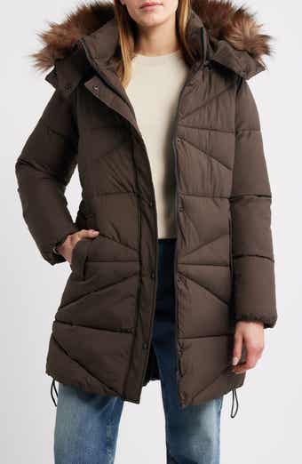 Sam Edelman Faux Fur Trim Hooded Quilted Jacket