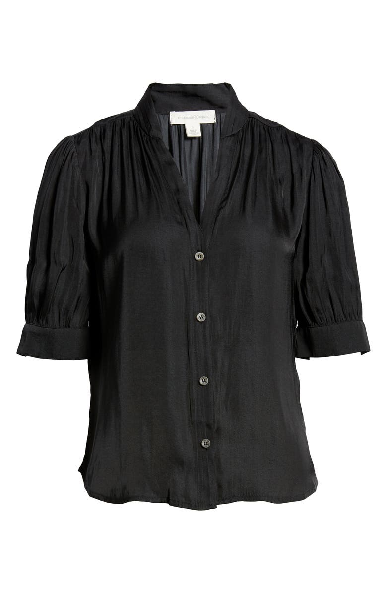 Treasure & Bond V-Neck Button-Up Blouse, Alternate, color, 