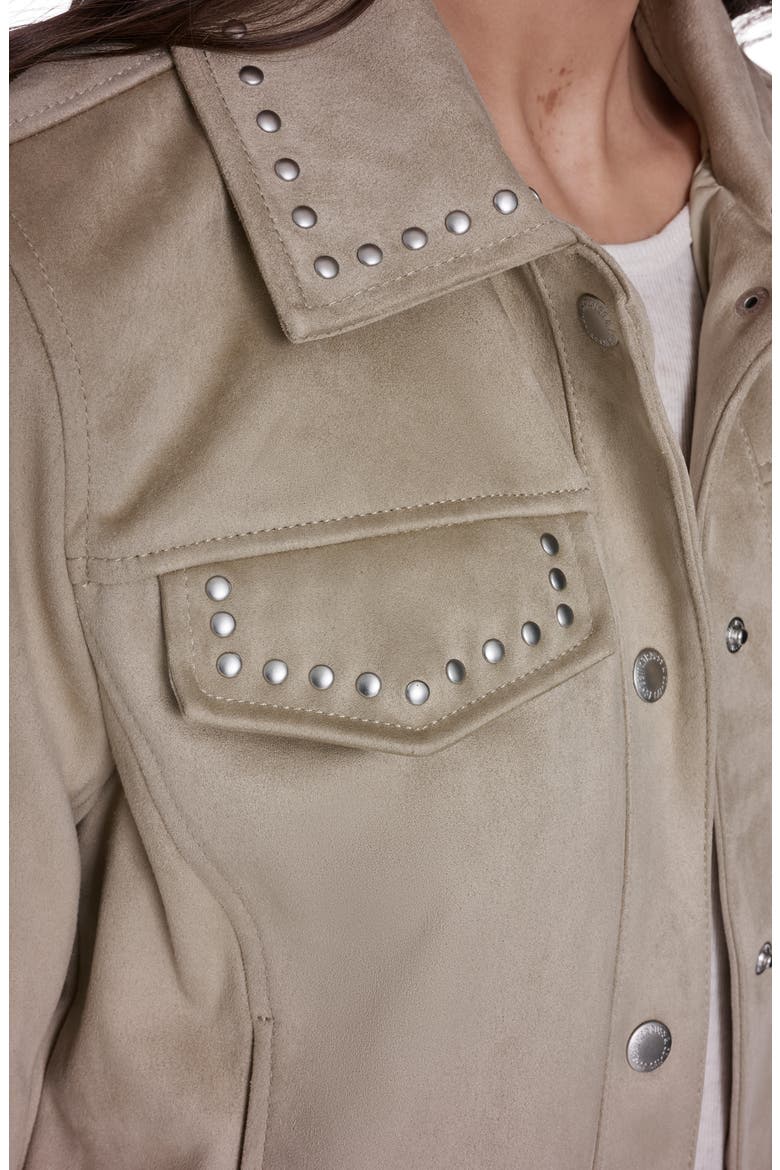 Studded Faux Suede Jacket, Alternate, color, BEIGE