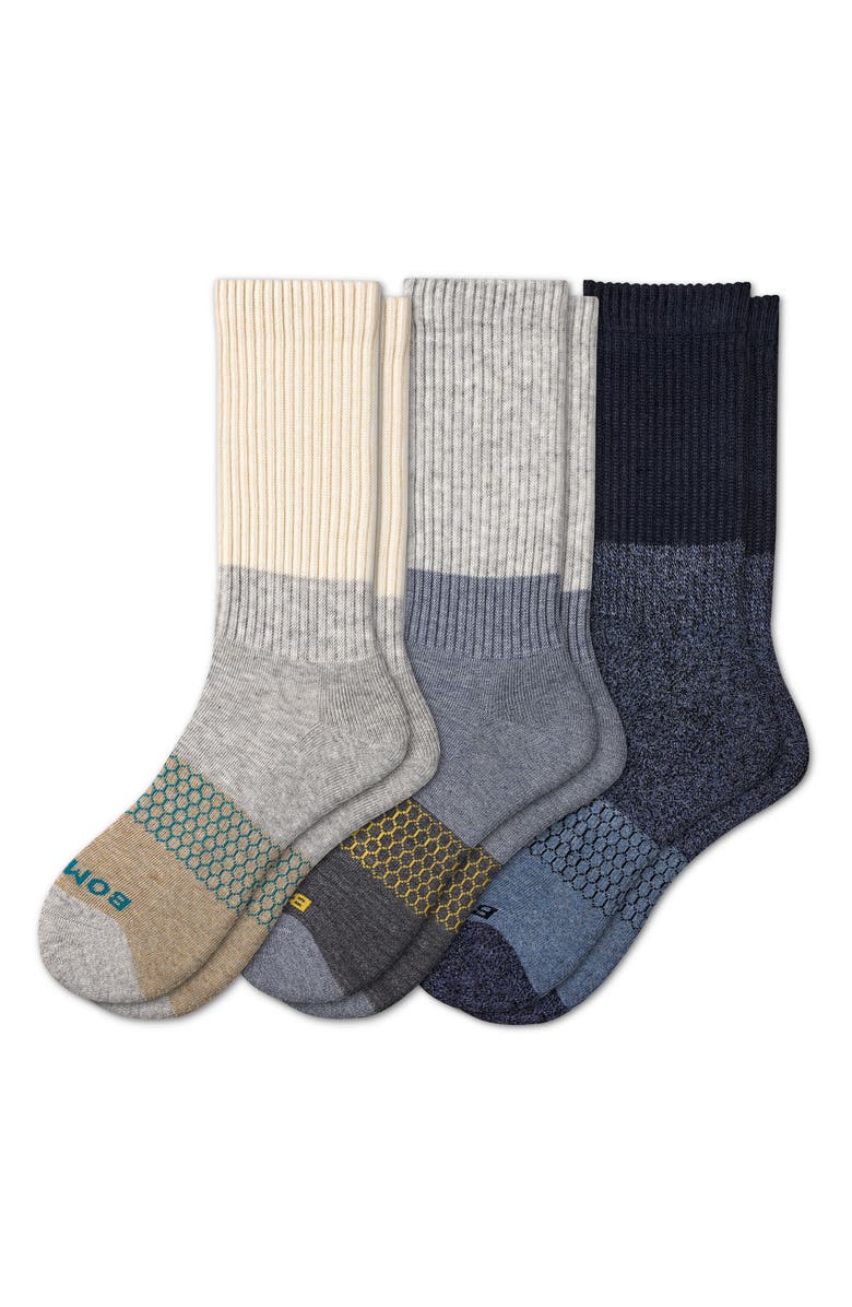 Bombas Tri-Block Assorted 3-Pack Calf Socks, Main, color, 