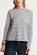 Frances Valentine Long Sleeve Striped Tee Shirt Stripe 100% Pima Cotton