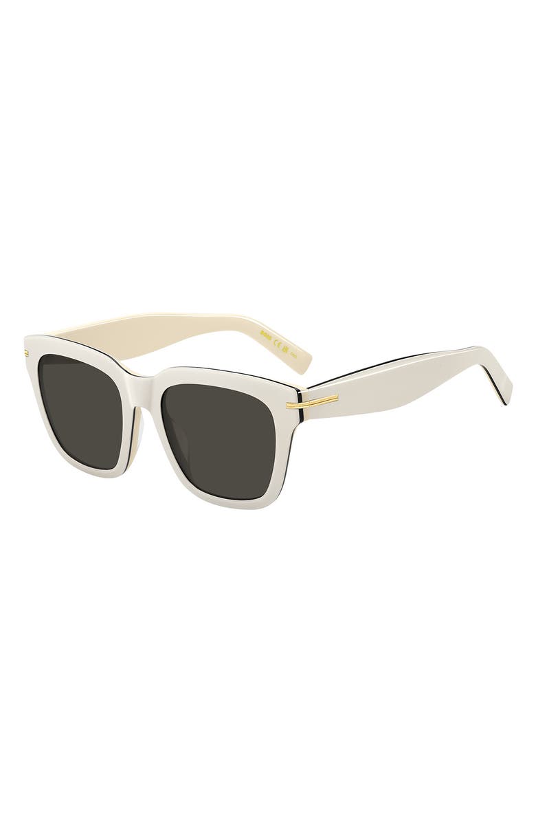 BOSS 52mm Rectangular Sunglasses, Alternate, color, White Black
