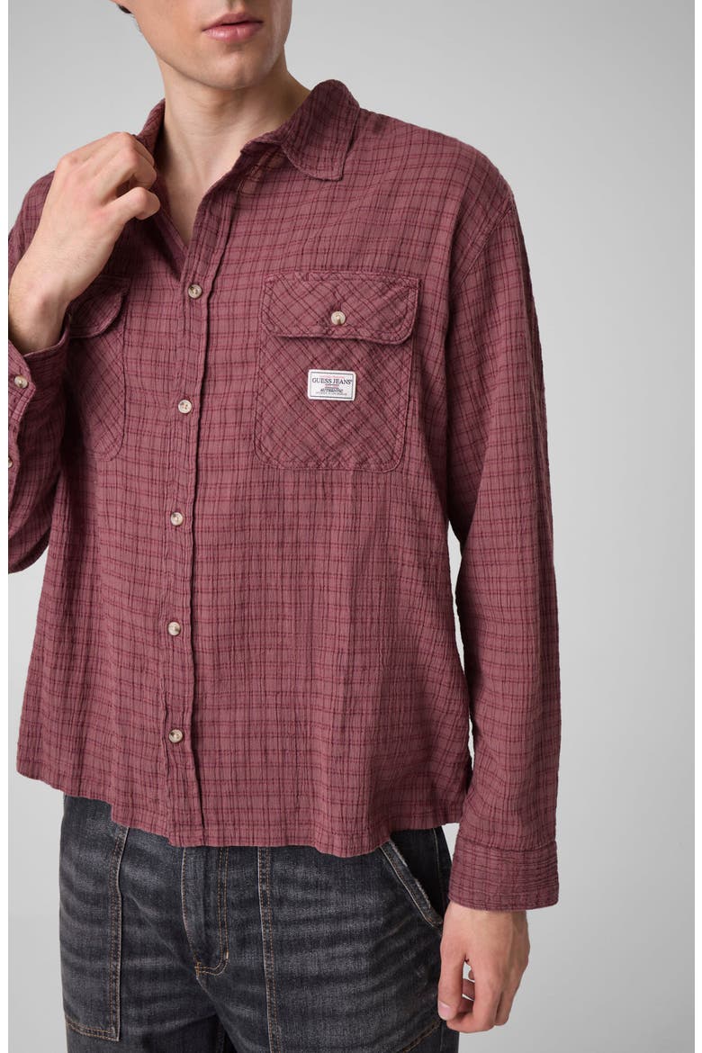 Boxy Cropped Plaid Cotton Shirt, Alternate, color, L40G-LIGHT
