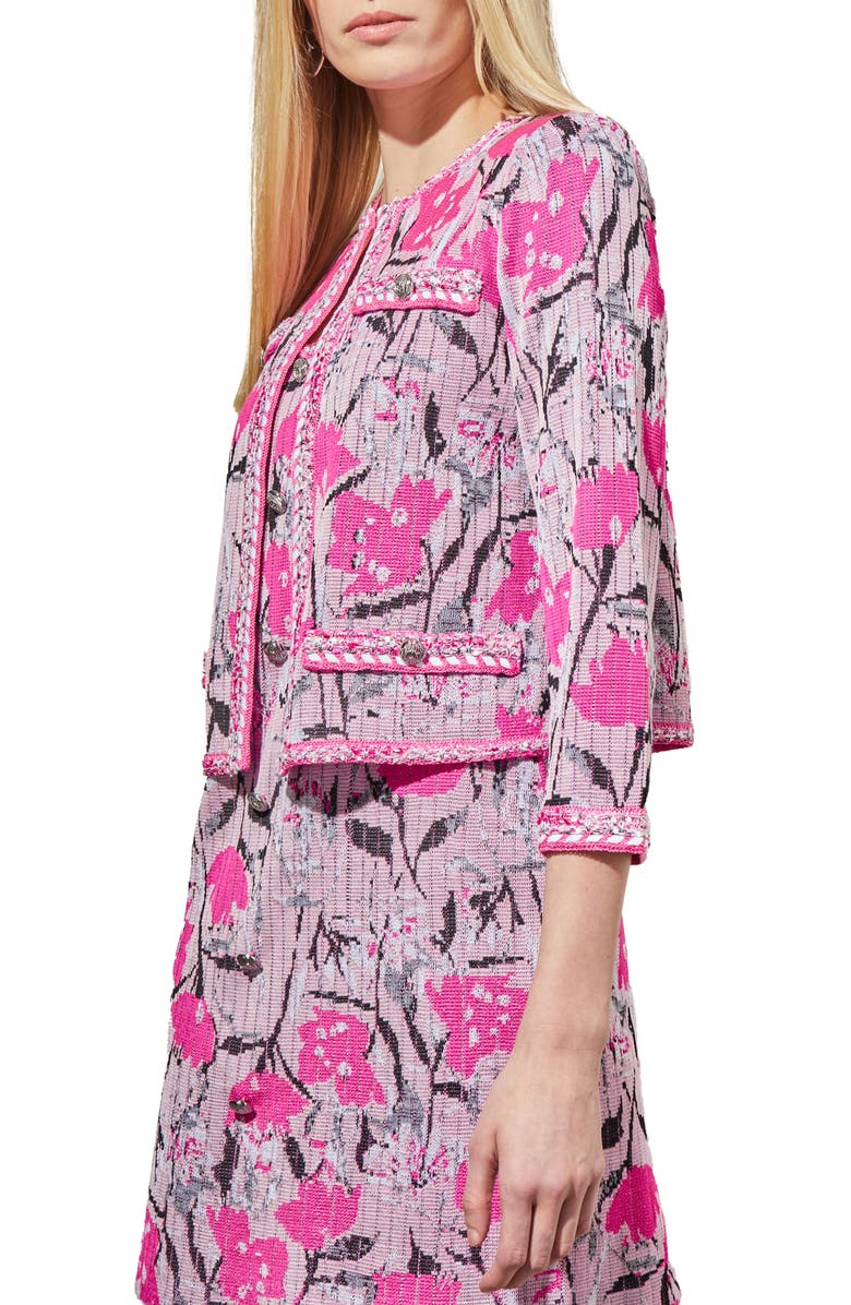 Ming Wang Floral Crop Knit Jacket, Alternate, color,