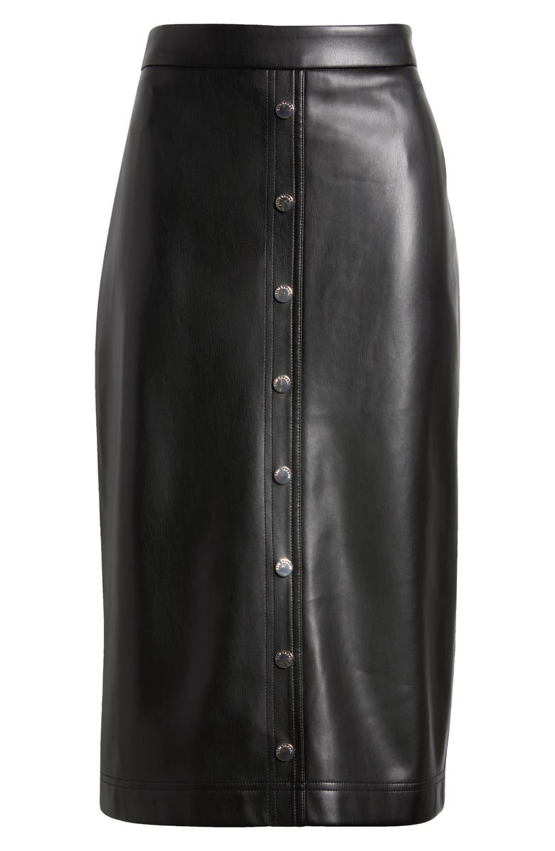 Elie Tahari The Emberly Faux Leather Midi Skirt, Alternate, color, Noir