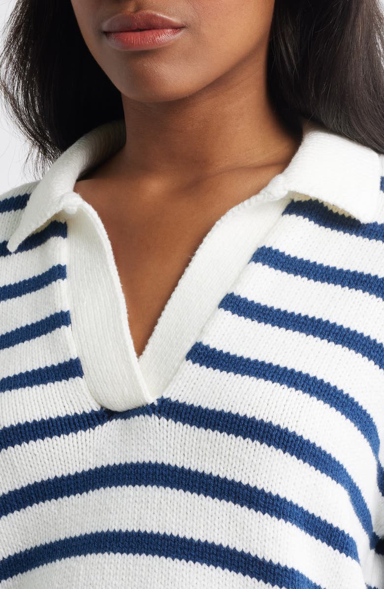 Madewell Dedham Stripe Polo Sweater, Alternate, color, Ink And White Combo
