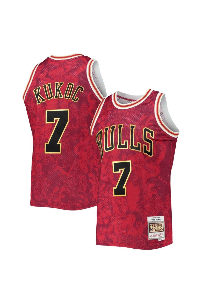 Men's Mitchell & Ness Toni Kukoc Red Chicago Bulls Hardwood Classics 1997-98 Lunar New Year Swingman Jersey, Alternate, color, Red