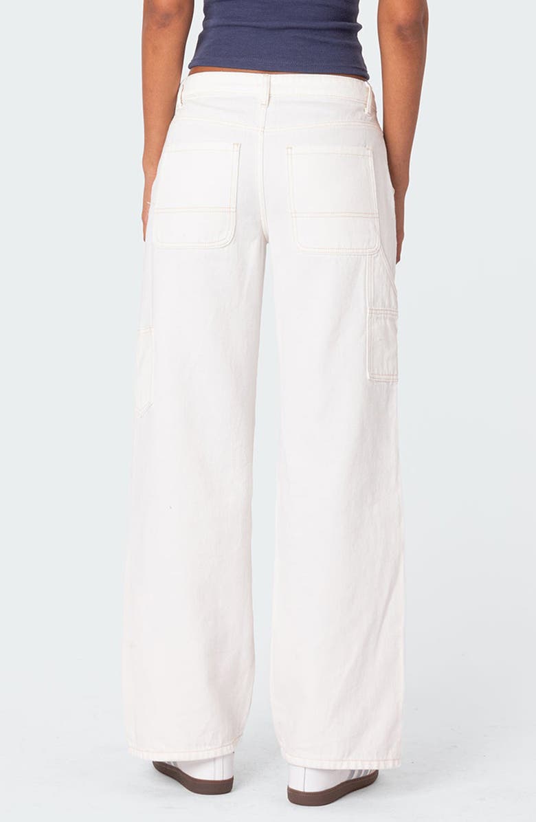 EDIKTED Ayla Low Rise Carpenter Jeans, Alternate, color, White