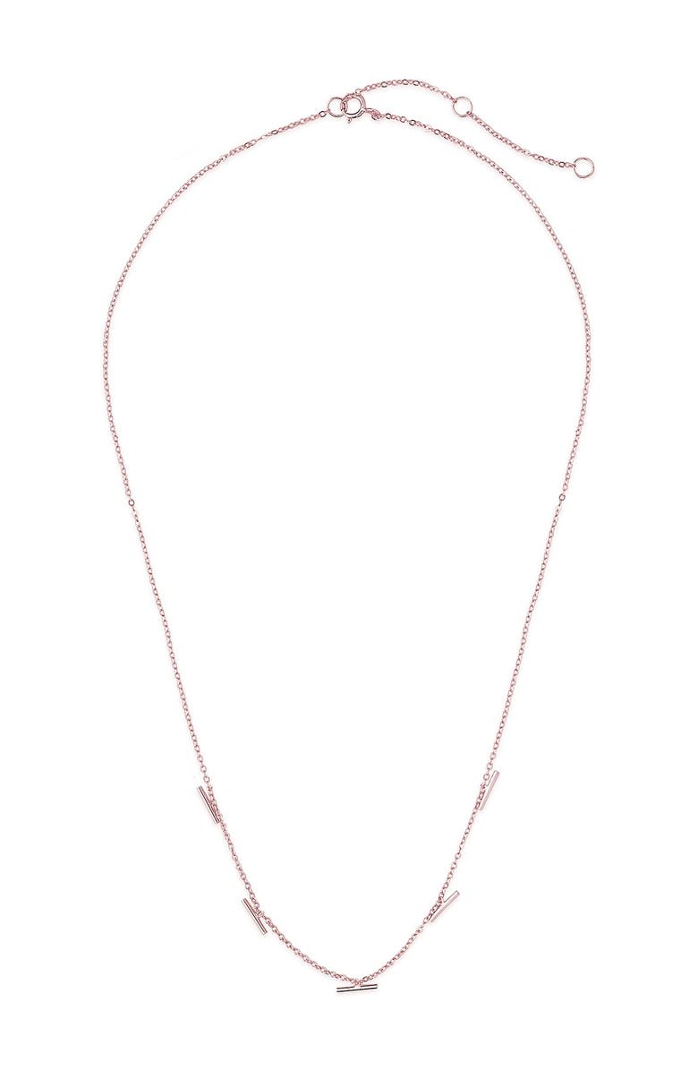 Sterling Forever 14K Rose Gold Plated Sterling Silver Bar Charm Necklace, Alternate, color, 
