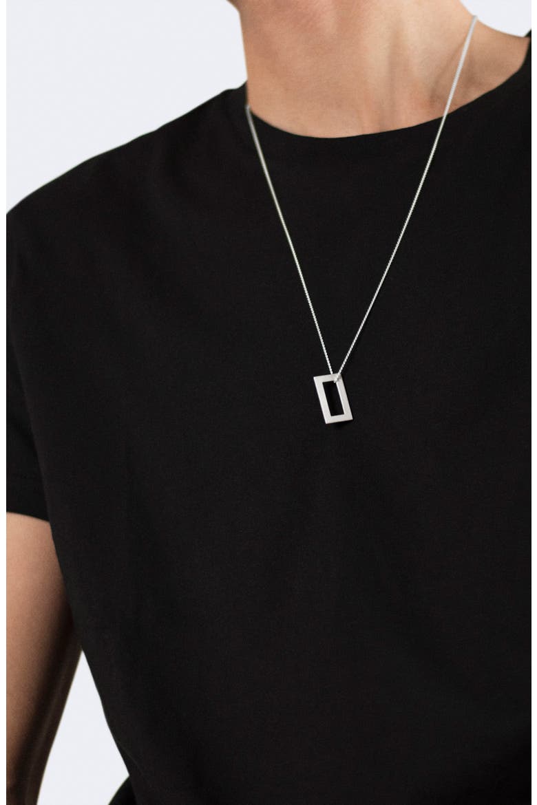 Men's 3.4G Polished & Brushed Sterling Silver Pendant Necklace, Alternate, color, SILVER