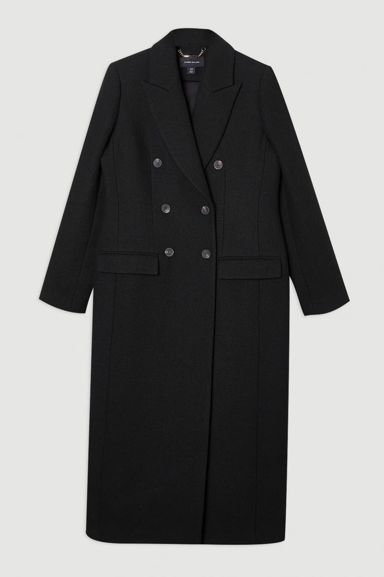 Petite Double Breasted Midi Coat, Alternate, color, Black