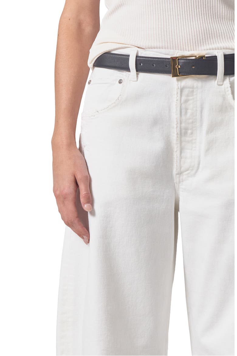 Horseshoe Frayed Superhigh Waist Ankle Barrel Jeans, Alternate, color, JICAMA