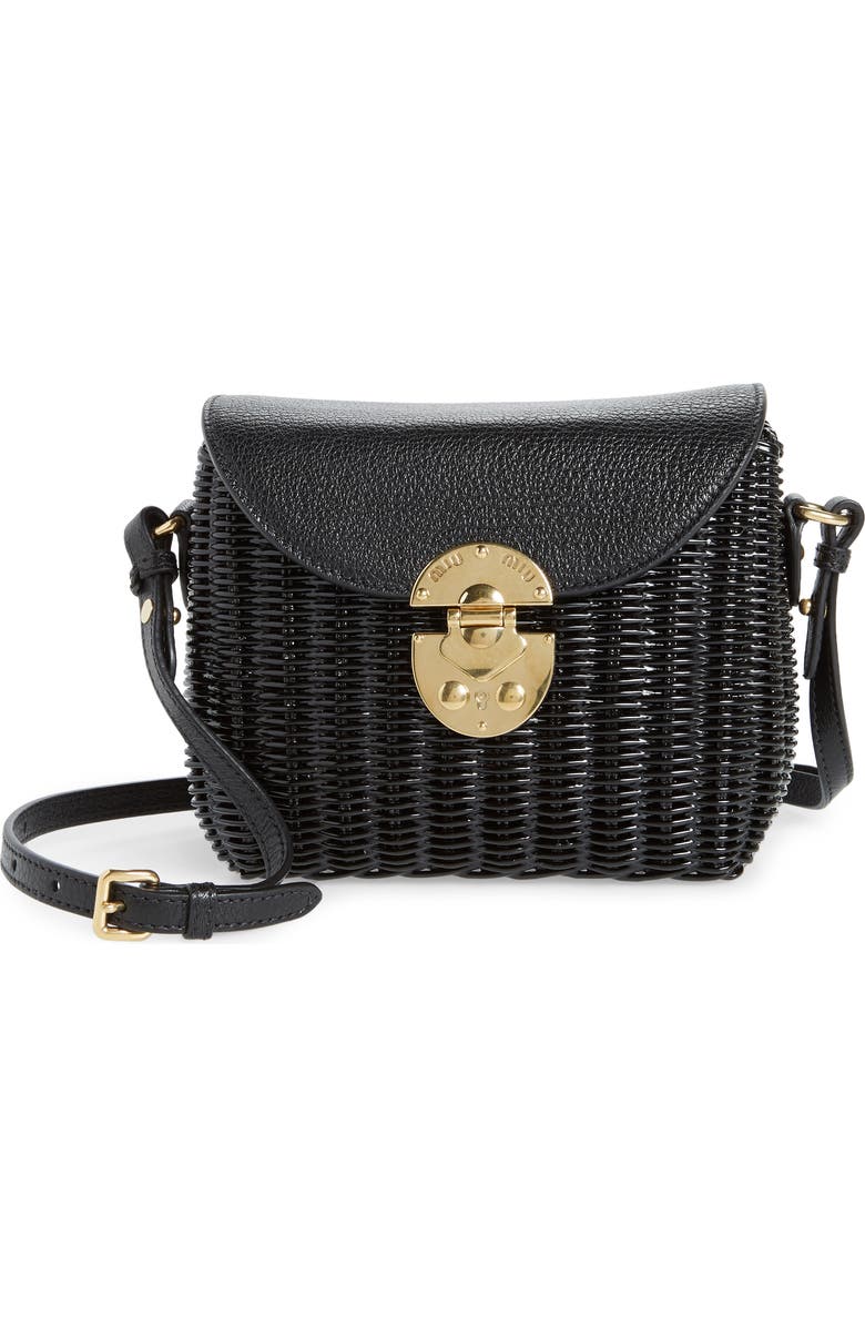 Miu Miu Midollino Woven Wicker Bag, Main, color,