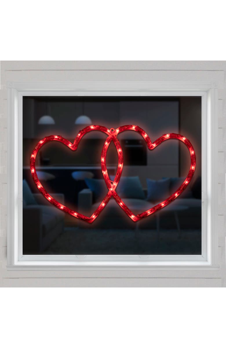 Northlight Lighted Double Heart Valentine's Day Window Silhouette - 17" - Red, Alternate, color, 