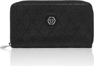 PHILIPP PLEIN Rounded Zip Wallet Monogram Strass Women