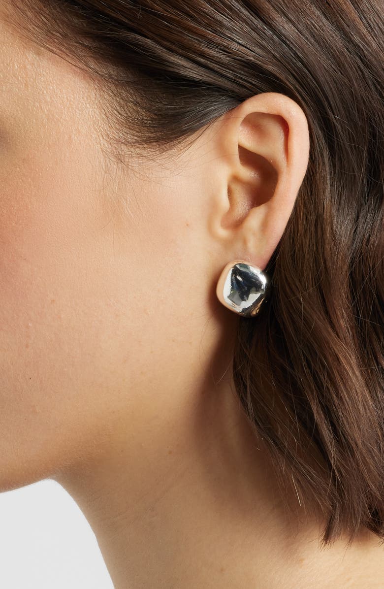 Nordstrom Puffy Square Stud Earrings, Alternate, color, Silver