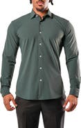Maceoo Fibonacci Green Micropattern Stretch Cotton Blend Button-Up Shirt