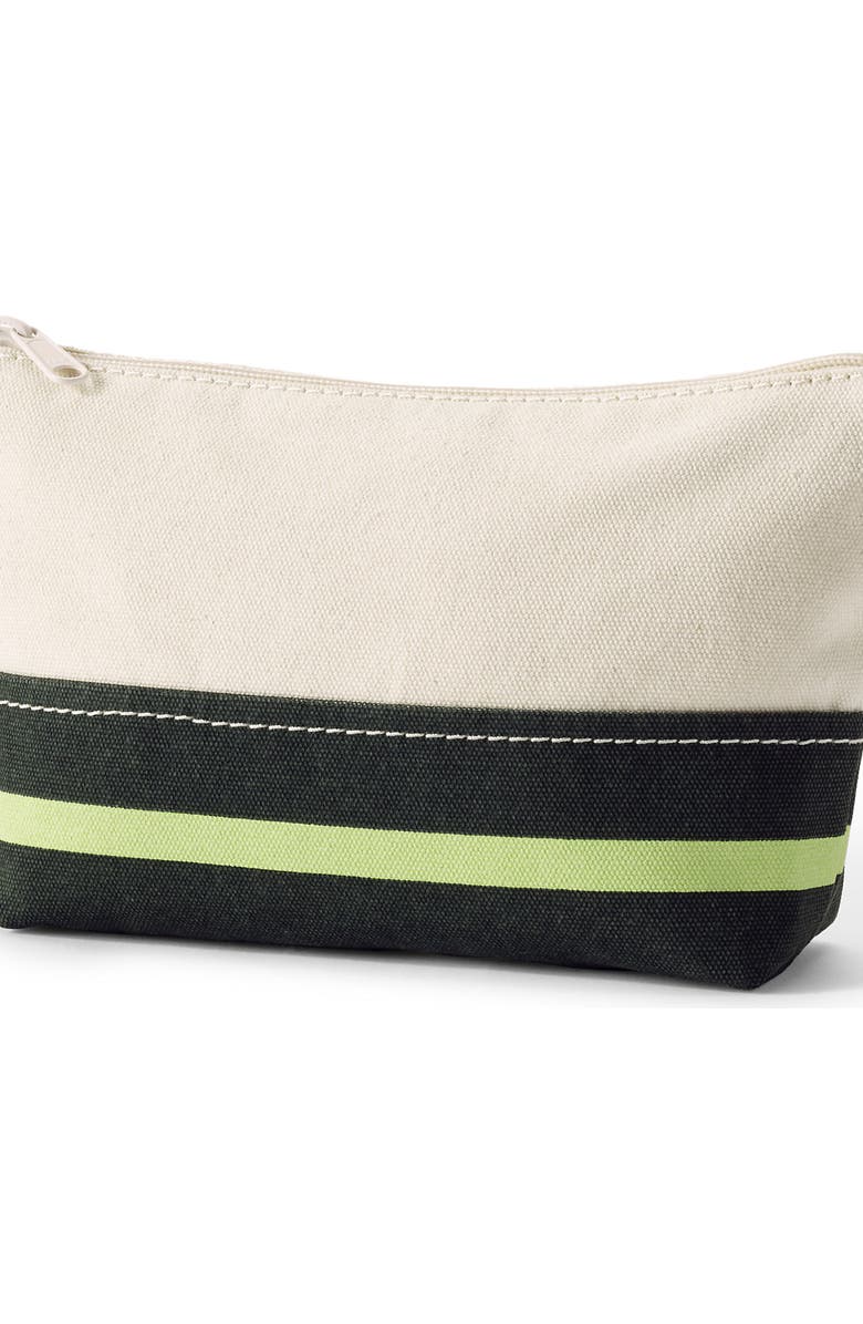 Lands' End Zipper Canvas Pouch, Main, color, Natural/Forest Lime Stripe