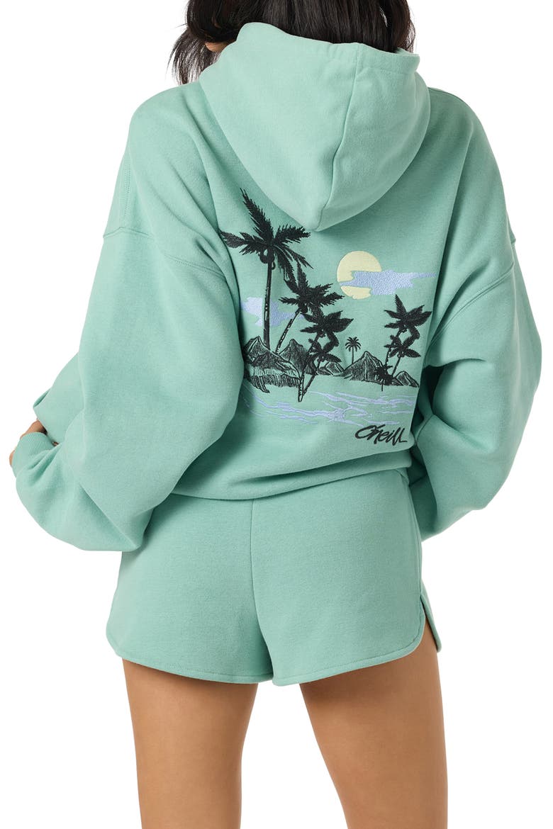 Tropic Melt Oversize Cotton Blend Hoodie, Alternate, color, GREEN