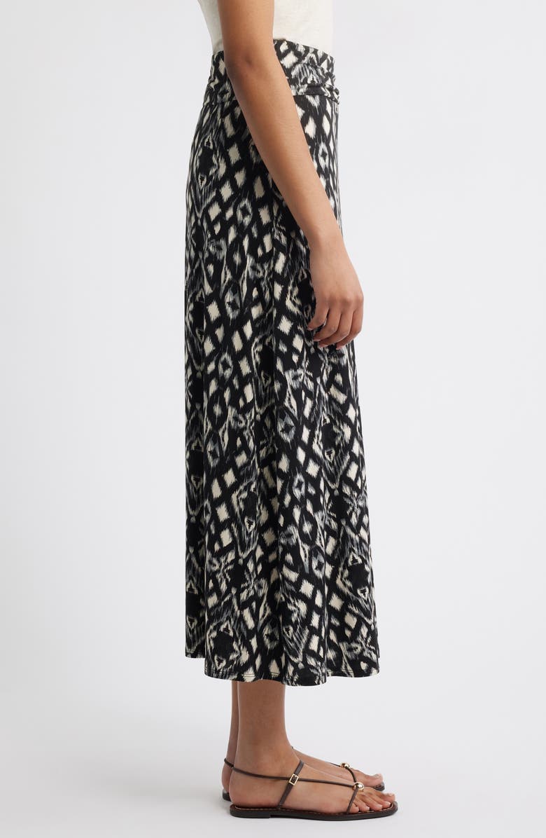Loveappella Roll Top Ikat Maxi Skirt, Alternate, color, Black/ Grey