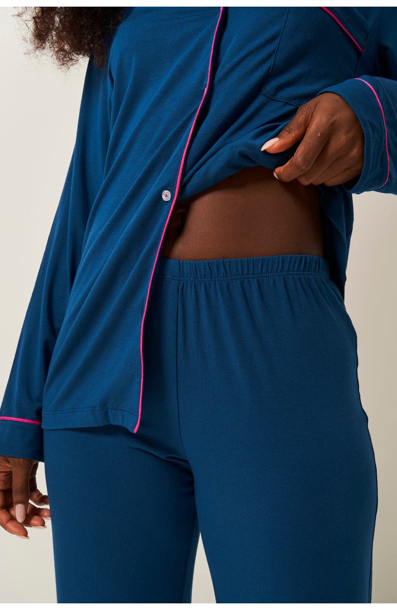 Stripe & Stare Long Pyjama Set, Alternate, color, Midnight & Raspberry