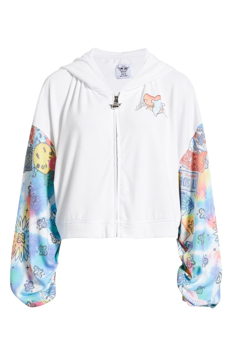 BOYS LIE Tie-Danna Full Zip Hacci Fleece Hoodie, Alternate, color, Multi