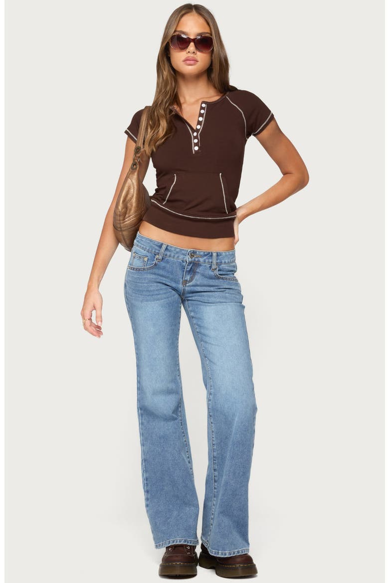 Jeena Pocket Henley T-Shirt, Alternate, color, BROWN