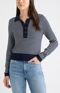 Caslon® Striped Cotton Polo Sweater