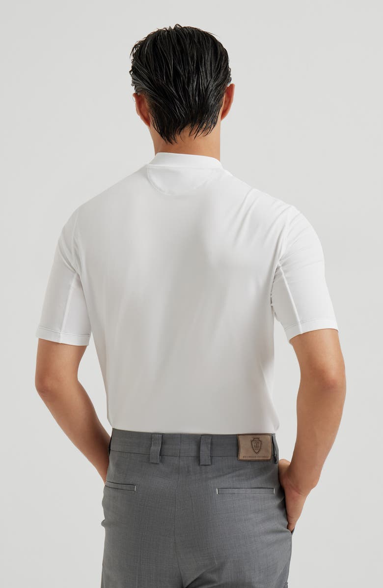 Brunello Cucinelli Piqué T-shirt with logo, Alternate, color, White
