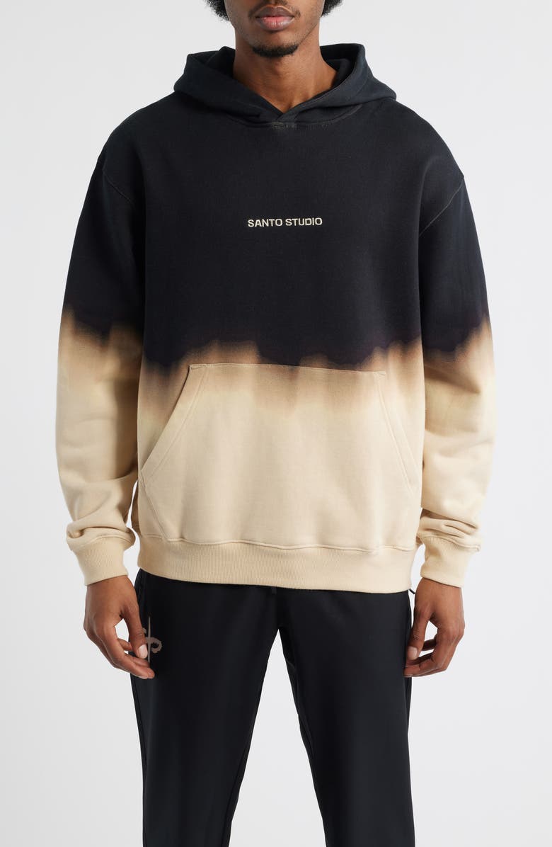 SANTO STUDIO Gradient Fleece Hoodie, Main, color, Black