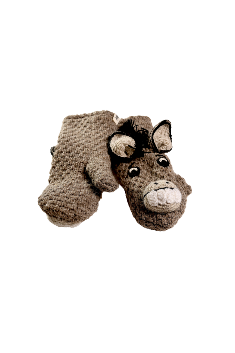 Crochet Donkey Mittens, Alternate, color, White combo