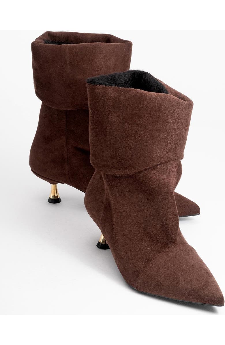 Prologue Shoes Stein Pointed Toe Boot, Alternate, color, Brown Suede Faux Leather