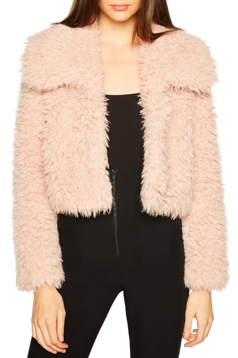 Faux Fur Jacket, Main, color, POWDER PINK