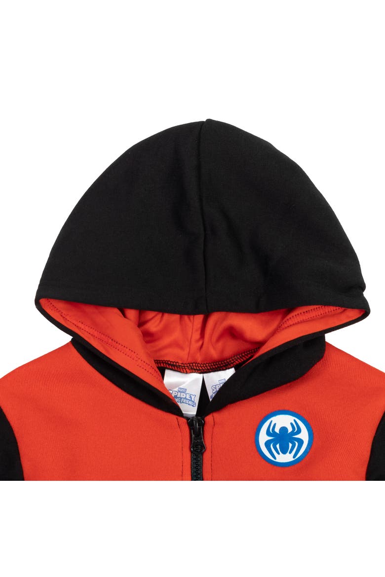 Spider-Man Fleece Quarter-Zip Hooded Sweatshirt, Alternate, color, Spidey Black