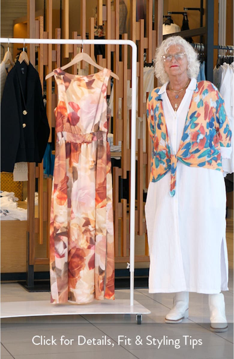 Blurred Floral Smocked Waist Maxi Dress, sales video thumbnail