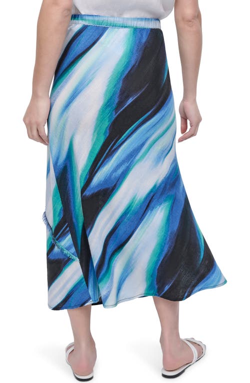 Dkny Print Fray Linen Maxi Skirt In Multi