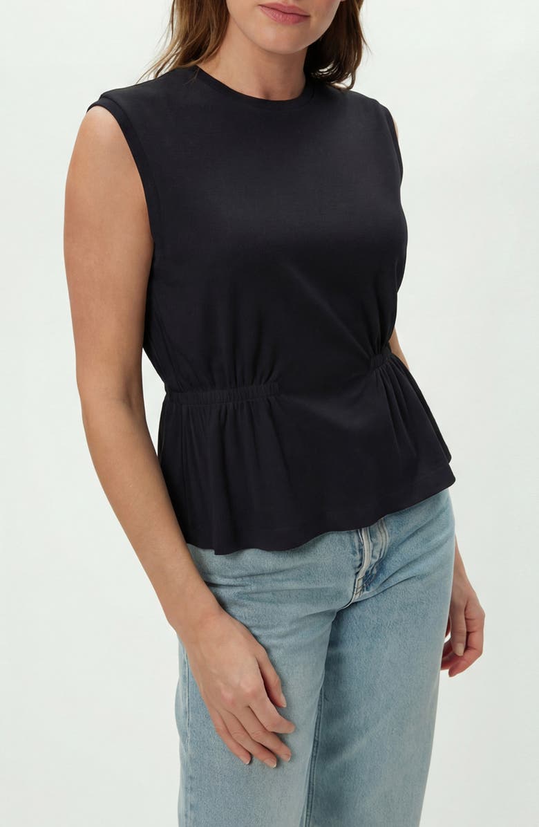 Michael Stars Rochel Peplum Sleeveless Top, Alternate, color, Black