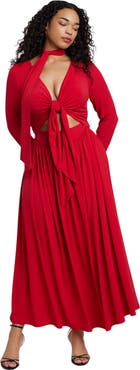 ELOQUII Tie Front Knit Maxi Dress