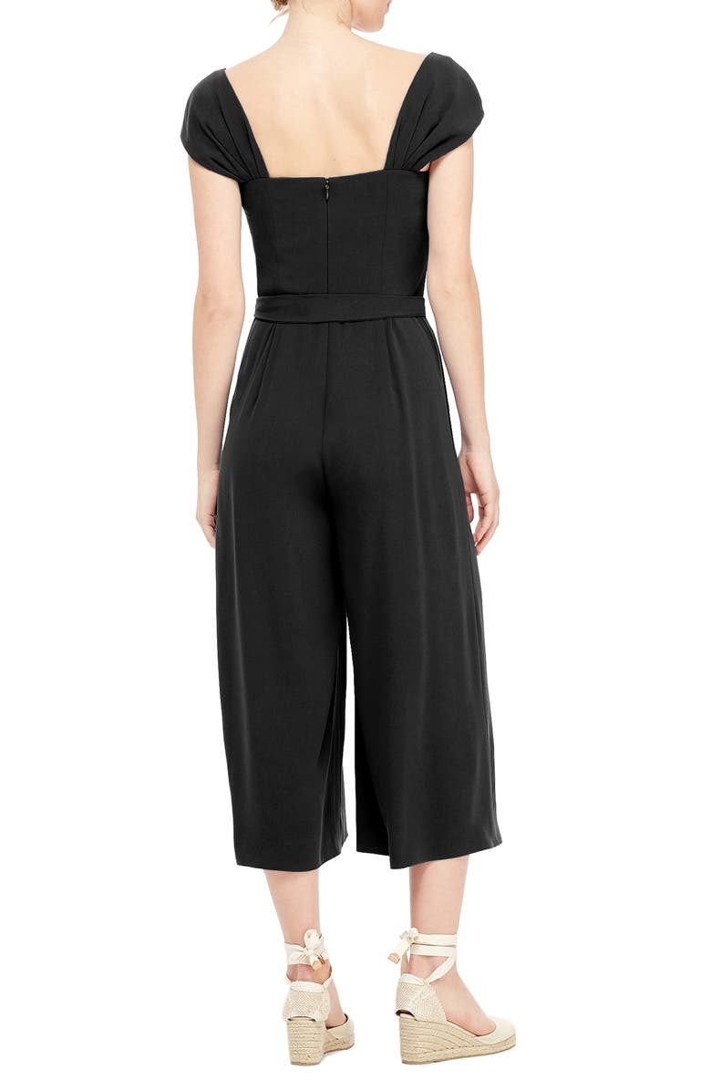 Gal Meets Glam Collection Square Neck Crepe Jumpsuit, Alternate, color, 