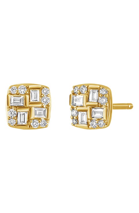 Gatsby 18K Gold Diamond Cluster Square Stud Earrings (Nordstrom Exclusive)