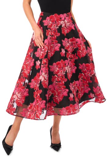 Ted Baker Fiona Floral Brocade Midi Skirt In Black