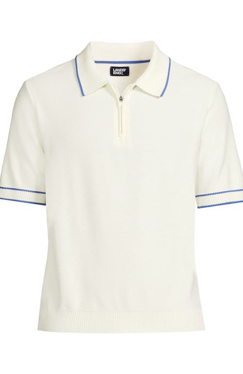LANDS' END LANDS' END SHORT SLEEVE COOLING ZIP SWEATER POLO