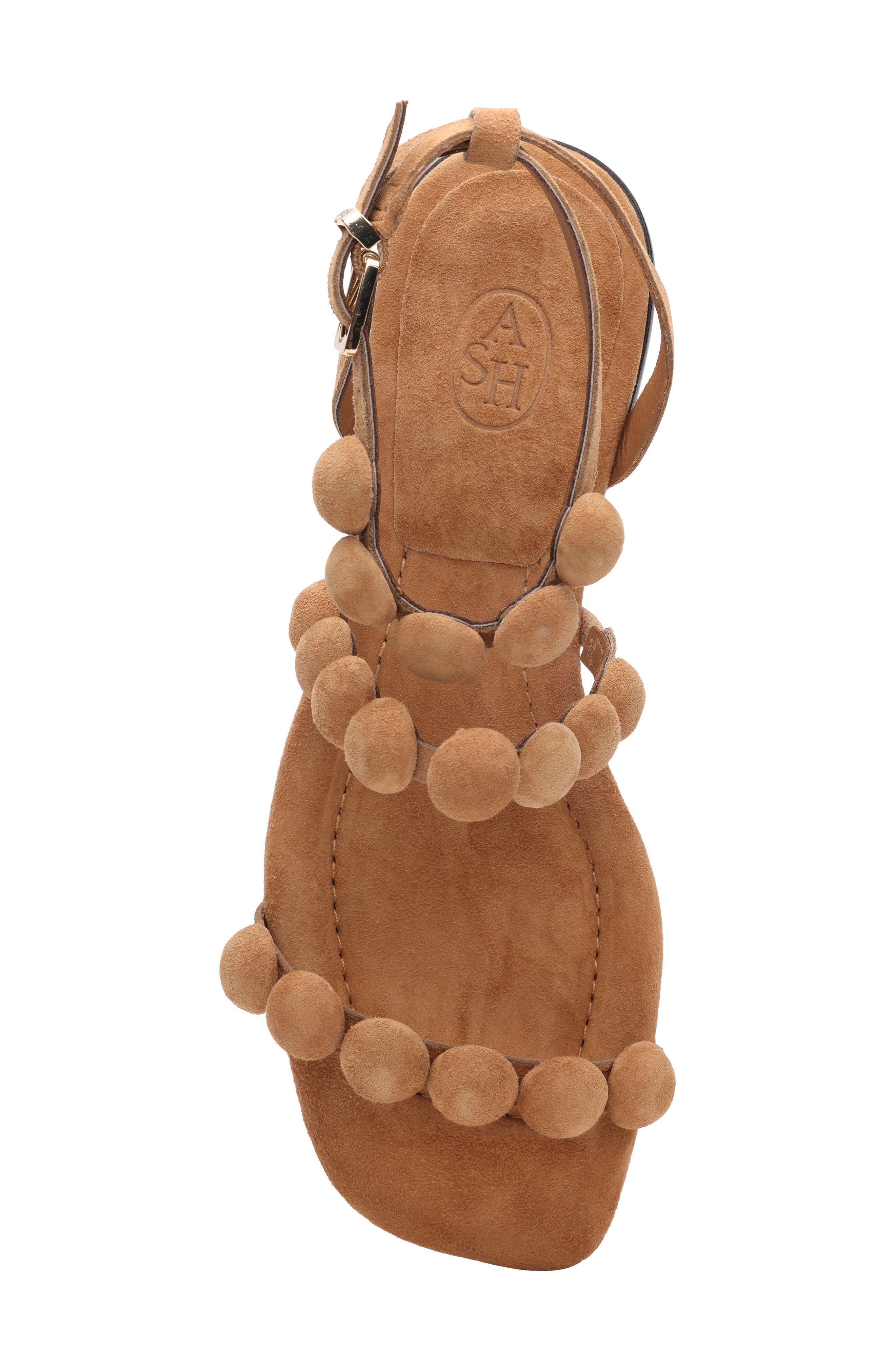 Regy Pompom Sandal, Alternate, color, MOKA MOU
