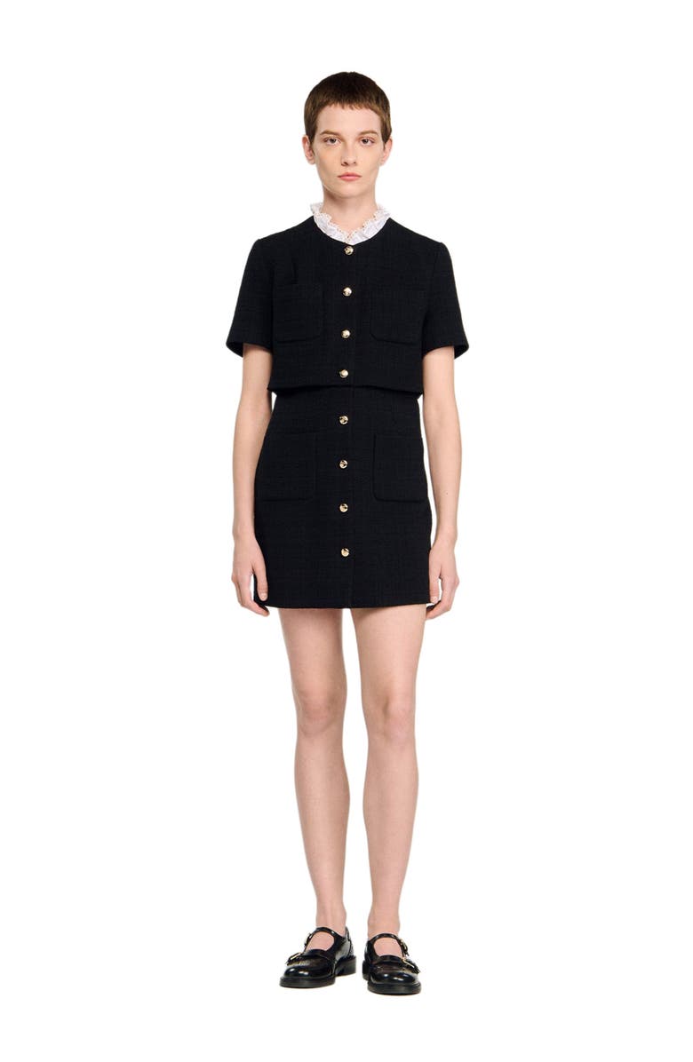 SANDRO Short dress with detachable collar, Alternate, color, Black