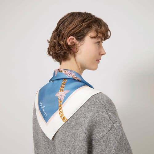 Mulberry Silk Lana Bag & Chains Square Scarf In Brighton Blue-blosso
