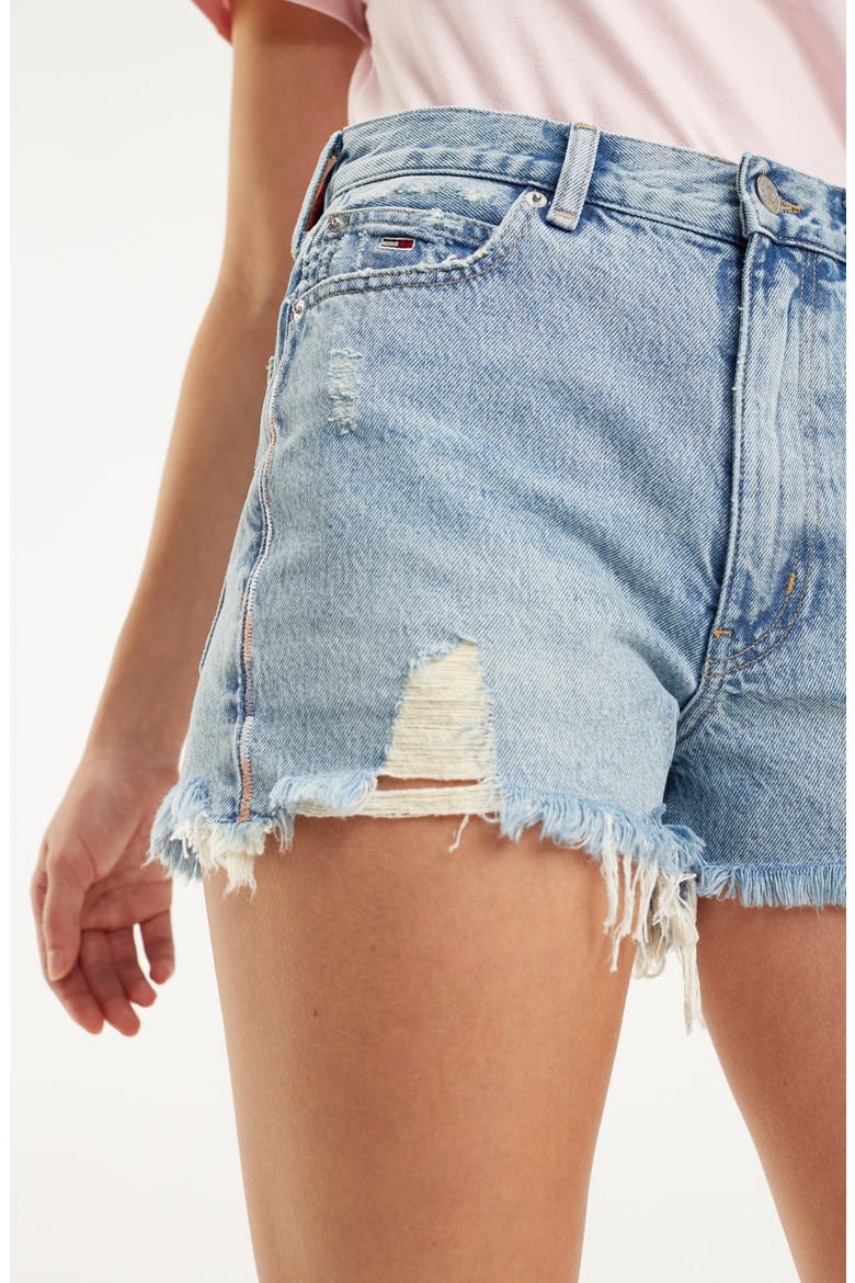 Hot Pant Distressed Denim Shorts, Alternate, color, LITE BLUE