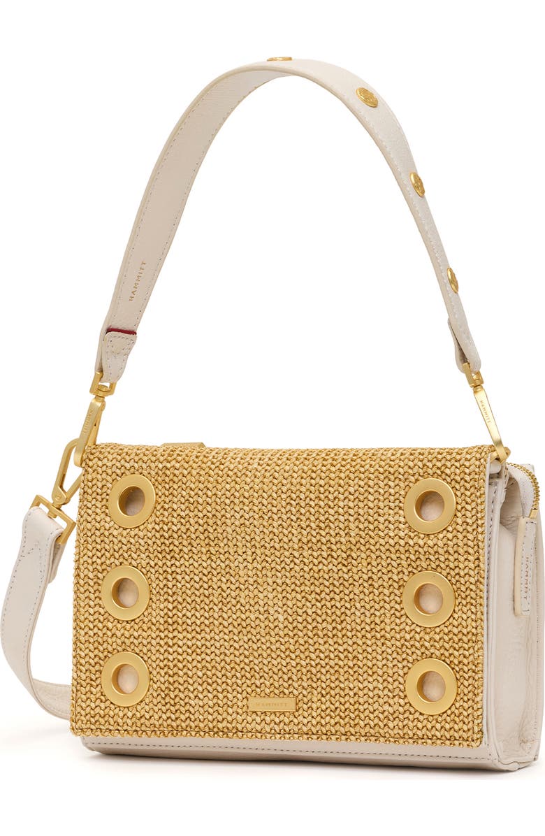 HAMMITT Small Montana Clutch, Alternate, color, Calla Lily White Raffia/ Gold
