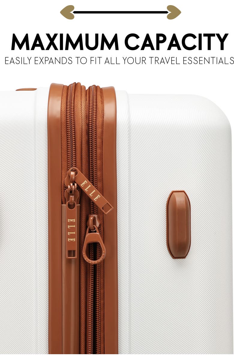ELLE Expedition 3 Piece Expandable Polycarbonate Spinner Luggage Set, Alternate, color, White